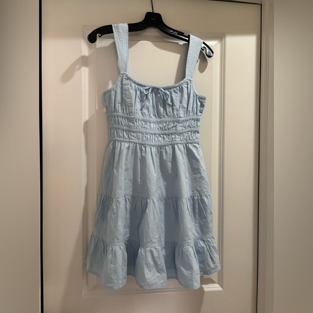 Aritzia Light Blue Tiered Mini Dress